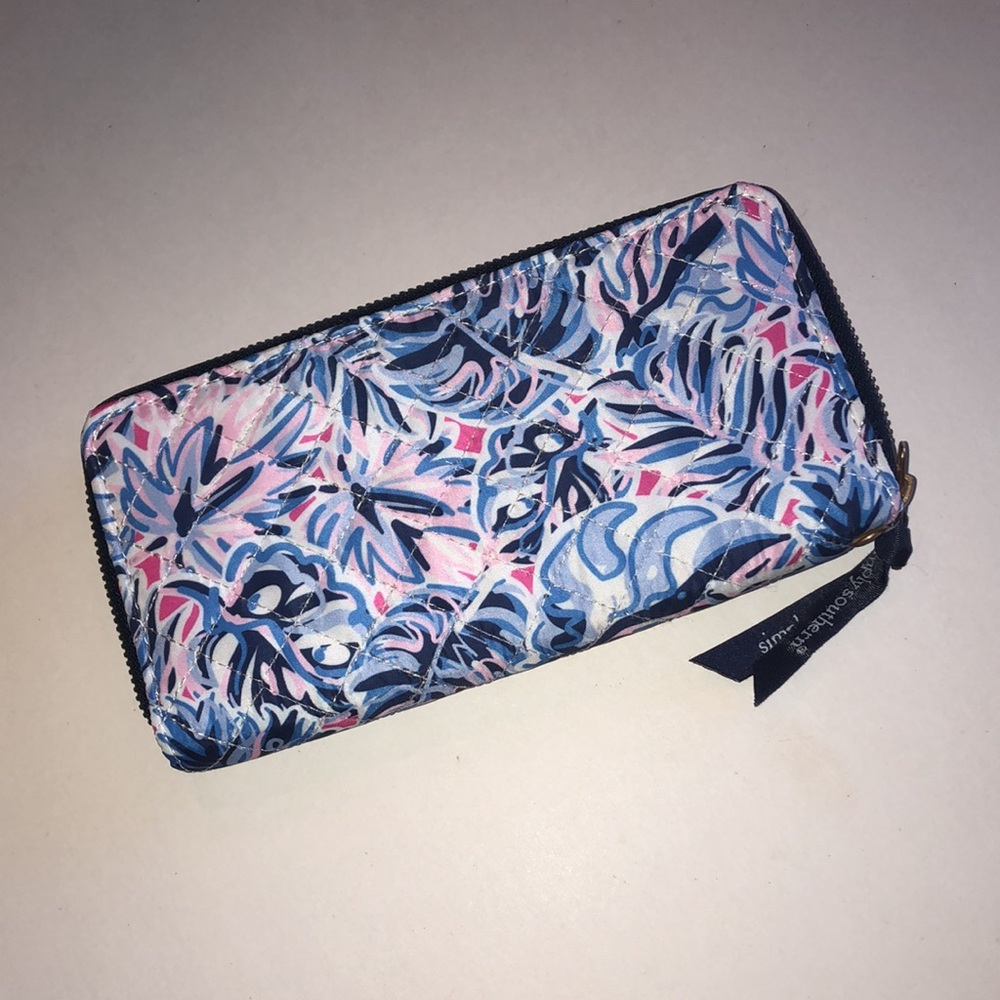 Simply Southern Blue Pink Floral Zip Wallet - Picture 4 of 6